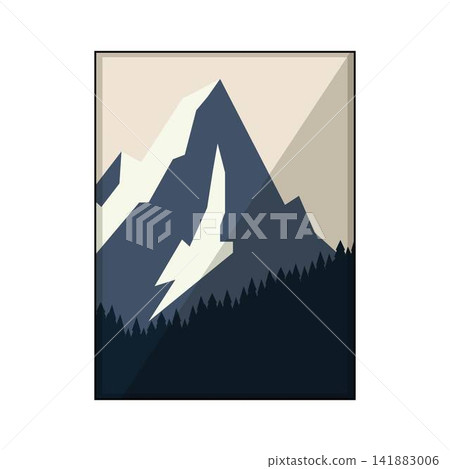 Minimalist mountain landscape illustrating nature and outdoor adventure Minimalist mountain landscape illustrating nature and outdoor adventure 141883006