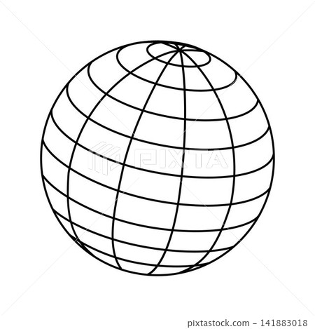 Global network grid sphere outline drawing Global network grid sphere outline drawing 141883018