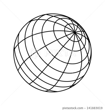 Wireframe sphere grid representing global connection Wireframe sphere grid representing global connection 141883019