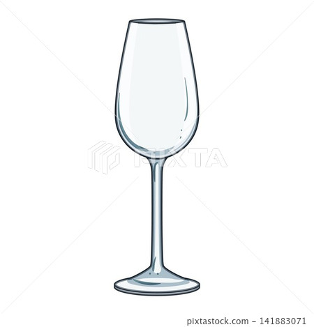 Empty elegant stemmed glass for beverages illustration Empty elegant stemmed glass for beverages illustration 141883071