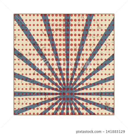 Vintage sunburst background with halftone red dots texture Vintage sunburst background with halftone red dots texture 141883129