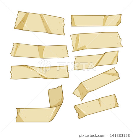 Adhesive tape pieces creating various shapes and elements 141883138