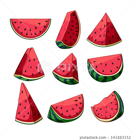 Fresh watermelon slices vector illustration summer fruit Fresh watermelon slices vector illustration summer fruit 141883152