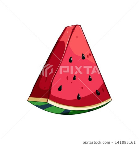 Watermelon slice illustration symbolizing summer freshness and healthy eating Watermelon slice illustration symbolizing summer freshness and healthy eating 141883161