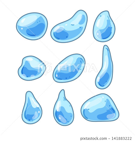 Water drops cartoon elements set on white 141883222