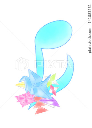 Musical notes with origami attached Musical notes with origami attached 141883281