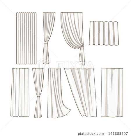 Curtains collection offering various window treatment styles 141883307