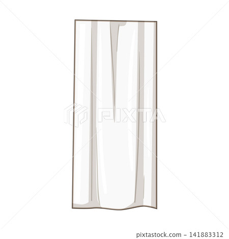 White curtain panel hanging in simple illustration style White curtain panel hanging in simple illustration style 141883312