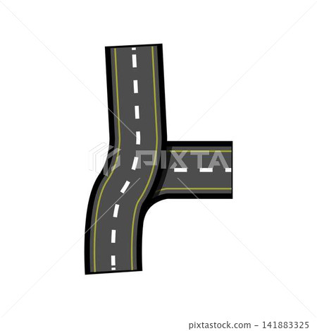 Winding road merging with straight path illustration 141883325