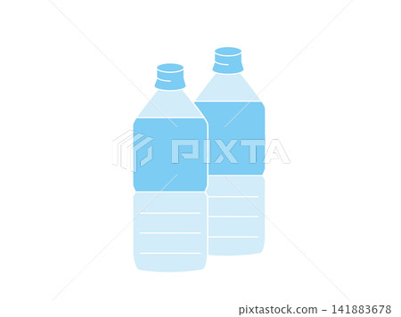 Emergency water supply: 2 PET bottles of stored water (illustration of drinking water for disaster preparedness) Emergency water supply: 2 PET bottles of stored water (illustration of drinking water for disaster preparedness) 141883678