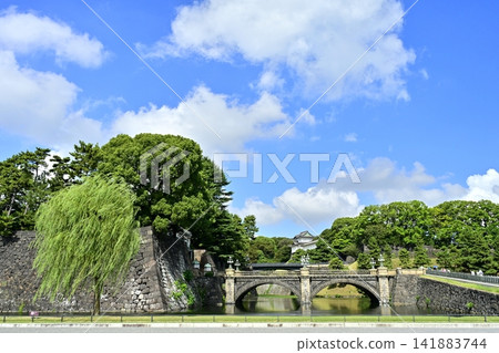 Nijubashi Bridge as seen from the plaza in front of the Imperial Palace. Nijubashi Bridge as seen from the plaza in front of the Imperial Palace. 141883744