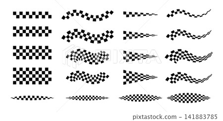 Checkered race line set with flag pattern speed motion graphic design Checkered race line set with flag pattern speed motion graphic design 141883785