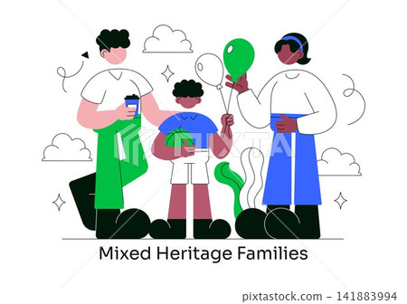 Mixed Heritage Families Vector Illustration Featuring Diverse Multicultural Parents and Children, Love, Unity, and Family Bonding Mixed Heritage Families Vector Illustration Featuring Diverse Multicultural Parents and Children, Love, Unity, and Family Bonding 141883994