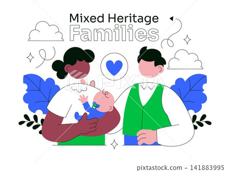 Mixed Heritage Families Vector Illustration Featuring Diverse Multicultural Parents and Children, Love, Unity, and Family Bonding Mixed Heritage Families Vector Illustration Featuring Diverse Multicultural Parents and Children, Love, Unity, and Family Bonding 141883995