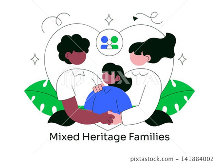 Mixed Heritage Families Vector Illustration Featuring Diverse Multicultural Parents and Children, Love, Unity, and Family Bonding Mixed Heritage Families Vector Illustration Featuring Diverse Multicultural Parents and Children, Love, Unity, and Family Bonding 141884002