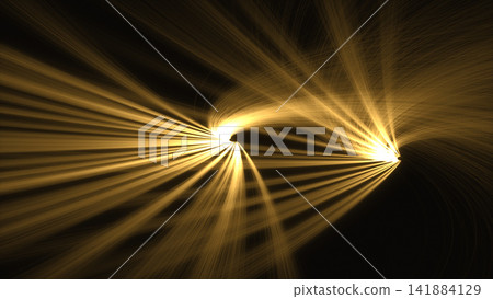 Two powerful, long, stretching bands of light against an abstract technology background. 141884129