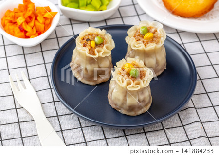 steamed glutinous rice shumai dumpling with savory meat filling steamed glutinous rice shumai dumpling with savory meat filling 141884233