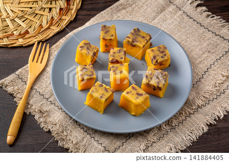 traditional Beijing style sweet pea flour cake with jujube paste traditional Beijing style sweet pea flour cake with jujube paste 141884405