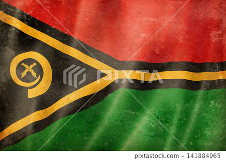 Old vintage flag of Vanuatu, worn and stained Old vintage flag of Vanuatu, worn and stained 141884965