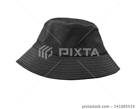 A simple and stylish black bucket hat with a white background. A simple and stylish black bucket hat with a white background. 141885014