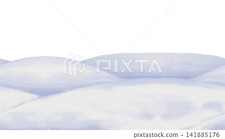 Watercolor illustration of blue and white snow covered hills. Seamless border with winter layered mounds designed as backdrop or landscape element. Repeat banner for Christmas holiday design Watercolor illustration of blue and white snow covered hills. Seamless border with winter layered mounds designed as backdrop or landscape element. Repeat banner for Christmas holiday design 141885176