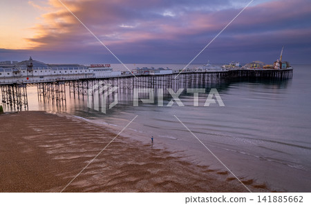 Drone shot of Brighton Pier at dawn Drone shot of Brighton Pier at dawn 141885662