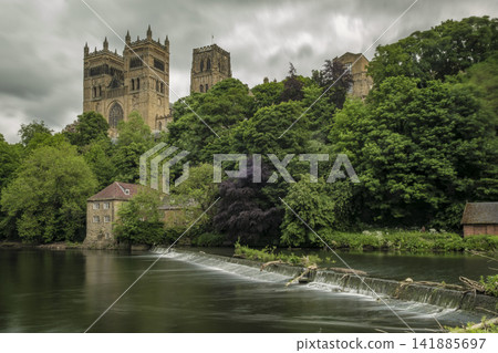 Durham Cathedral and weir on summer day Durham Cathedral and weir on summer day 141885697