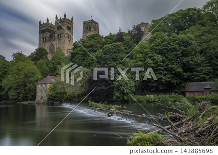 Durham Cathedral and weir on summer day Durham Cathedral and weir on summer day 141885698