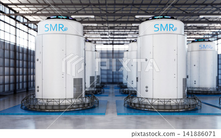 Group of smr or small modular nuclear reactors power plant Group of smr or small modular nuclear reactors power plant 141886071
