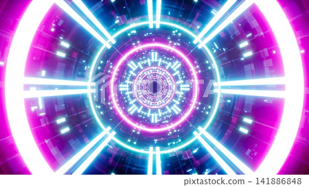 Dazzling Bright Blue Beam in the Futuristic Tunnel Dazzling Bright Blue Beam in the Futuristic Tunnel 141886848