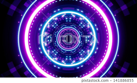 Festive Neon Circle Lamp Tunnel Festive Neon Circle Lamp Tunnel 141886855