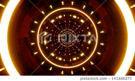 Glowing Multiple Light in Red Tunnel Glowing Multiple Light in Red Tunnel 141886875