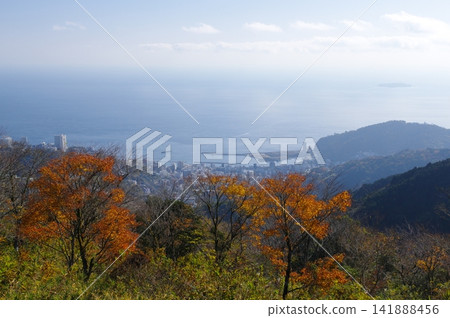 Autumn view of Atami city and the sea from Takichiyama Observatory on the Izu Skyline. Autumn view of Atami city and the sea from Takichiyama Observatory on the Izu Skyline. 141888456