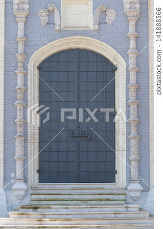 Majestic entrance of the Cathedral of the Assumption in Tula Russia marked by artistry and history inviting visitors to explore its timeless beauty 141888566