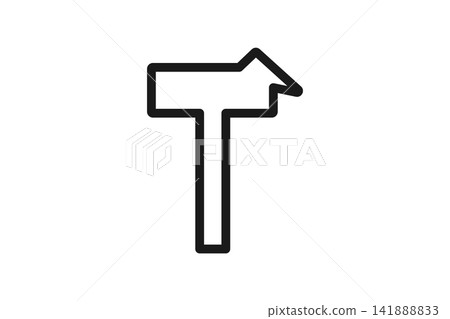 Peg hammer line art icon Peg hammer line art icon 141888833