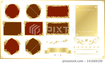 A set featuring a gorgeous design with flowers and gold lines. A set featuring a gorgeous design with flowers and gold lines. 141889100