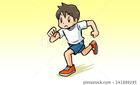 Boy running energetically (with background) 141889295