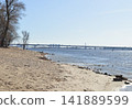 The sandy shore of the Hydropark on the Dnipro River in Kyiv 141889599
