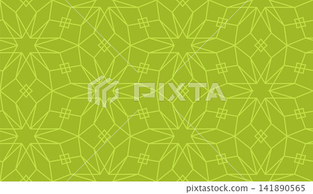 Green islamic geometric seamless pattern, background in duotone pistachio color 141890565