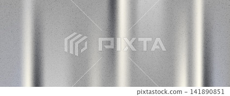 Brushed silver grain texture with soft vertical metallic columns and shine. Smooth chrome surface and grey textile gradation for fashion poster. Vector platinum texture with glossy foil reflection Brushed silver grain texture with soft vertical metallic columns and shine. Smooth chrome surface and grey textile gradation for fashion poster. Vector platinum texture with glossy foil reflection 141890851