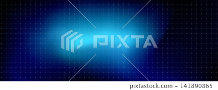 Gaming grid background with cyan glow and dark edges. Gradient hud pattern forms a display area with fine crosses. Panoramic vector gaming grid backdrop for web banner or technology event poster 141890865