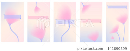 Floral gradient set with quote frames story. Pink background blurred flowers with text message copy space. Vector floral gradient set for social media story or mobile poster for spa beauty fashion Floral gradient set with quote frames story. Pink background blurred flowers with text message copy space. Vector floral gradient set for social media story or mobile poster for spa beauty fashion 141890899