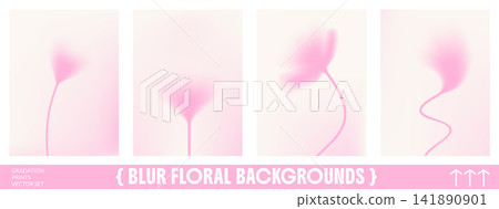 Soft delicate flower blossoms with dreamy shapes and gentle blurred rose translucent petal. Floral gradation backgrounds set in pink and beige for promotion flyer. Ethereal vector template for poster Soft delicate flower blossoms with dreamy shapes and gentle blurred rose translucent petal. Floral gradation backgrounds set in pink and beige for promotion flyer. Ethereal vector template for poster 141890901