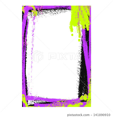 Bold spraypaint graffiti frame with neon borders and messy painted edges. Vector urban element for hip hop flyer for music promotion Bold spraypaint graffiti frame with neon borders and messy painted edges. Vector urban element for hip hop flyer for music promotion 141890910