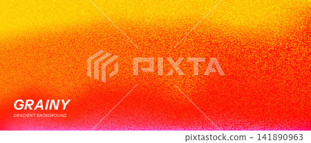 Warm sunset grainy background with airbrush texture for poster and presentation. Glowing orange melts into deep red on heavy gritty sunset grain. Vector abstract backdrop with radiant summer glow Warm sunset grainy background with airbrush texture for poster and presentation. Glowing orange melts into deep red on heavy gritty sunset grain. Vector abstract backdrop with radiant summer glow 141890963