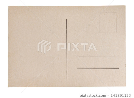 The back of an old postcard with address and stamp markings on an isolated background The back of an old postcard with address and stamp markings on an isolated background 141891133