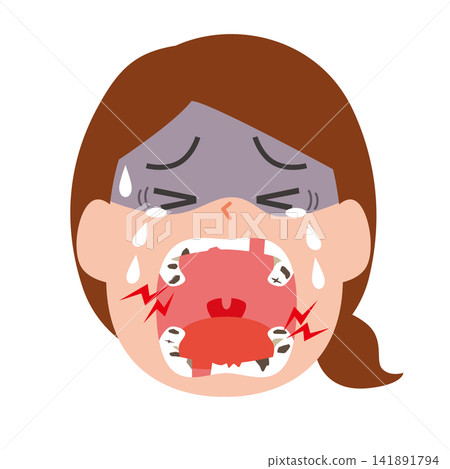 A woman crying from toothache. A woman crying from toothache. 141891794