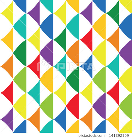 Vector colorful geometric mosaic seamless pattern. Bright multicolor background texture with vibrant triangles and creative abstract repeat shapes for wrapping paper print Vector colorful geometric mosaic seamless pattern. Bright multicolor background texture with vibrant triangles and creative abstract repeat shapes for wrapping paper print 141892309