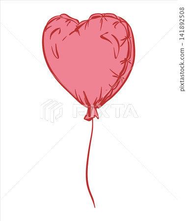 Vector heart shaped balloon. Clipart for Valentine's Day, love designs, greeting cards, and romantic decorations. Minimalistic style. Flying pink helium balloon. Coquette style. Vector heart shaped balloon. Clipart for Valentine's Day, love designs, greeting cards, and romantic decorations. Minimalistic style. Flying pink helium balloon. Coquette style. 141892508