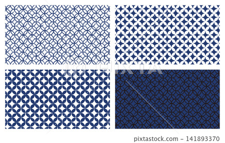 A set of four hand-painted Shippo (seven treasures) pattern Japanese-style backgrounds - traditional Japanese patterns, horizontal format. A set of four hand-painted Shippo (seven treasures) pattern Japanese-style backgrounds - traditional Japanese patterns, horizontal format. 141893370